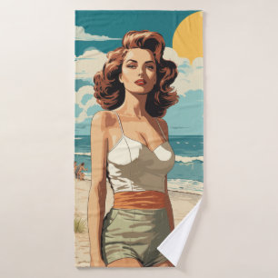 1950 Beach Girl Bath Towel Set