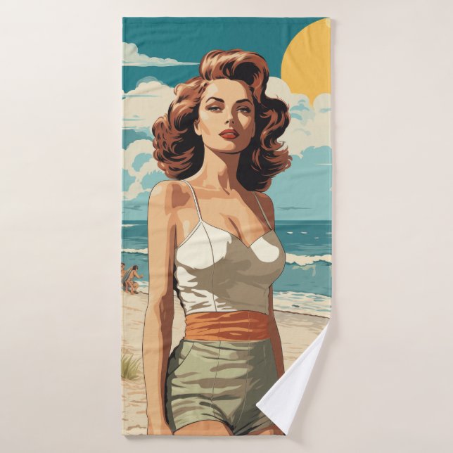 1950 Beach Girl Bath Towel Set (Bath Towel)