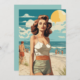 1950 Beach Girl Invitation