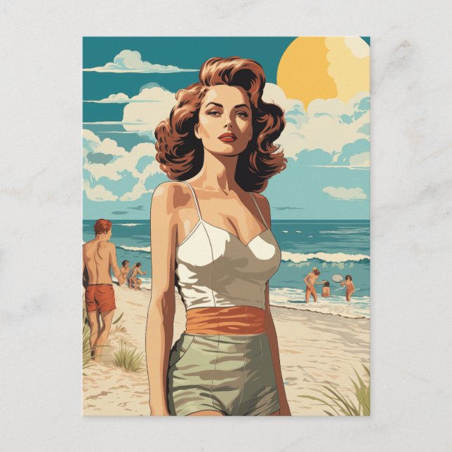 1950 Beach Girl Postcard (Front)