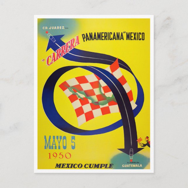 1950 Carrera Panamericana vintage car racing Postcard (Front)