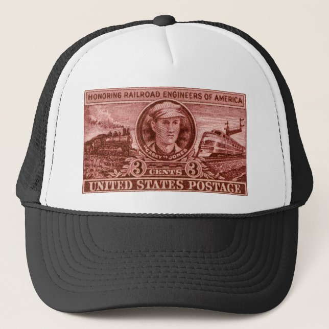1950 Casey Jones Railroad Stamp Trucker Hat (Front)