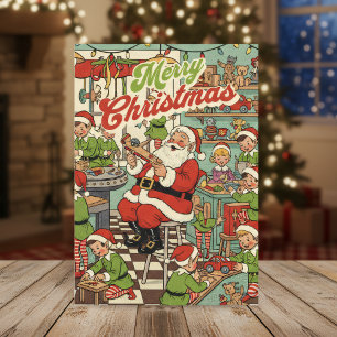 1950 Christmas Card – Vintage Santa & Elves
