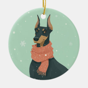 1950 Christmas Doberman Ceramic Tree Decoration