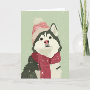 1950 Christmas Malamute Card