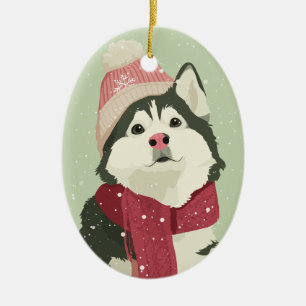 1950 Christmas Malamute Ceramic Tree Decoration