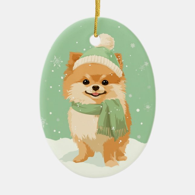 1950 Christmas Pomeranian Ceramic Tree Decoration (Front)