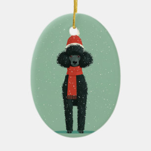 1950 Christmas Poodle Ceramic Tree Decoration