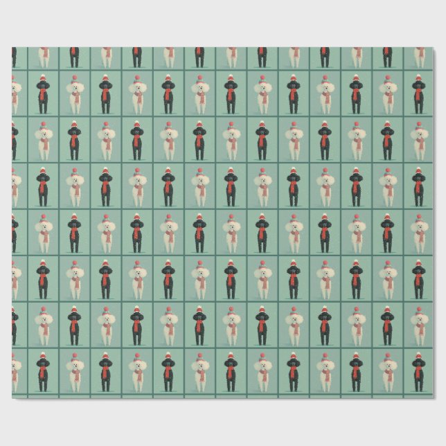 1950 Christmas Poodles Wrapping Paper (Flat)