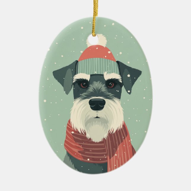 1950 Christmas Schnauzer Ceramic Tree Decoration (Front)