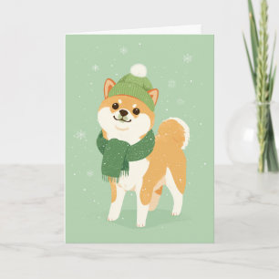 1950 Christmas Shiba Inu Card
