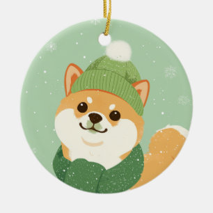 1950 Christmas Shiba Inu Ceramic Tree Decoration
