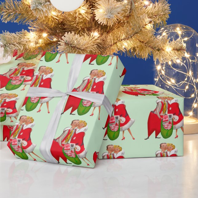1950 Christmas Vintage Couple  Wrapping Paper (Holidays)