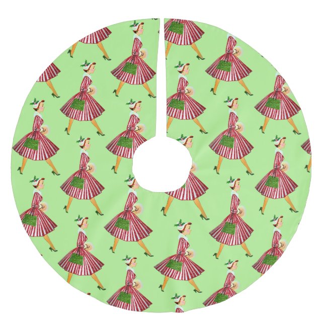 1950 Christmas Vintage Lady Brushed Polyester Tree Skirt (Front)