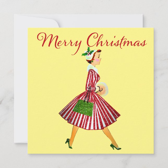 1950 Christmas Vintage Lady  Card (Front)
