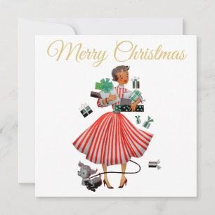 1950 Christmas Vintage Lady Card