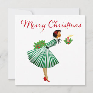 1950 Christmas Vintage Lady Card