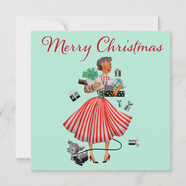 1950 Christmas Vintage Lady  Card (Front)