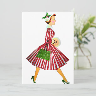 1950 Christmas Vintage Lady   Invitation