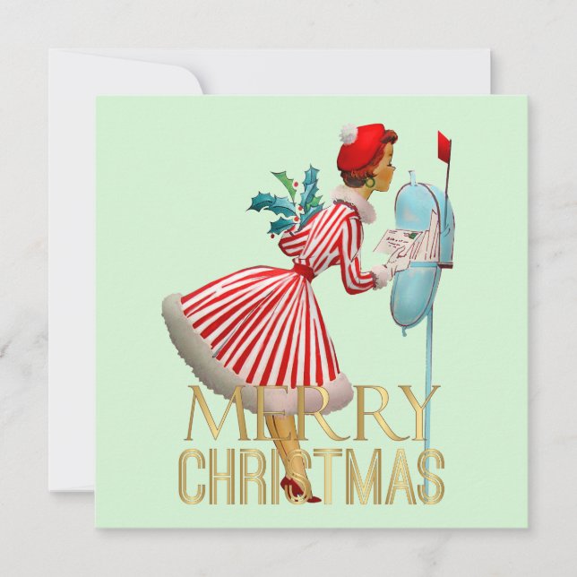 1950 Christmas Vintage Lady Merry Christmas (Front)