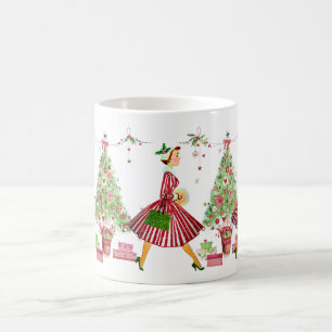 1950 Christmas Vintage Lady Merry Christmas Coffee Mug