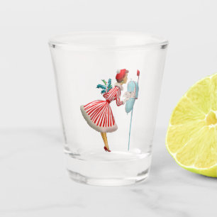 1950 Christmas Vintage Lady Merry Christmas Shot Glass