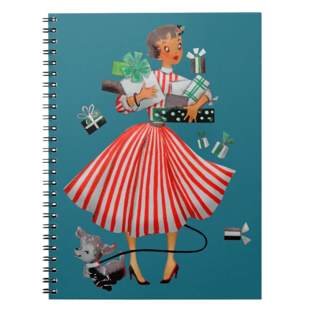 1950 Christmas Vintage Lady  Notebook (Front)