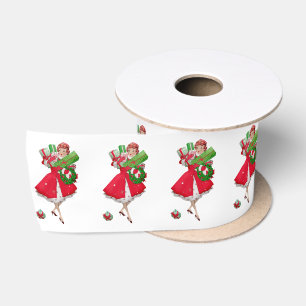 1950 Christmas Vintage Lady Satin Ribbon