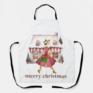 1950 Christmas Vintage Lady Shopping Apron