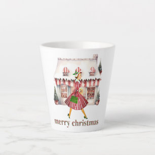1950 Christmas Vintage Lady Shopping Latte Mug