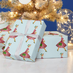1950 Christmas Vintage Lady  Wrapping Paper