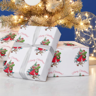 1950 Christmas Vintage Lady  Wrapping Paper