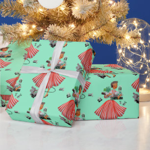 1950 Christmas Vintage Lady Wrapping Paper