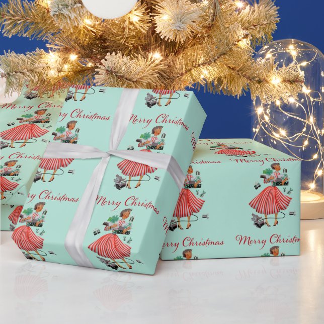 1950 Christmas Vintage Lady  Wrapping Paper (Holidays)
