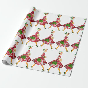 1950 Christmas Vintage Lady Wrapping Paper