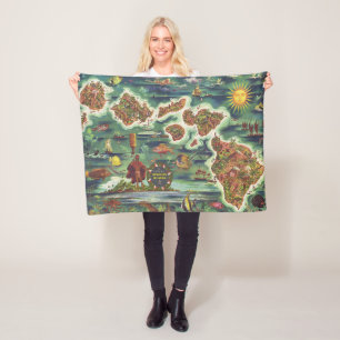 1950 Dole Map of Hawaii Joseph Feher Fleece Blanket