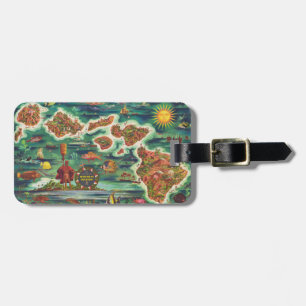 1950 Dole Map of Hawaii Joseph Feher Oil Paint Luggage Tag