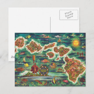 1950 Dole Map of Hawaii Joseph Feher Oil Paint Postcard