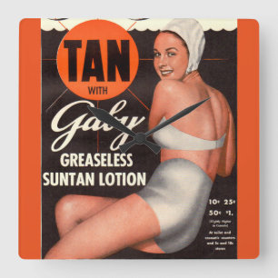 1950 Gaby Suntan Lotion ad Square Wall Clock