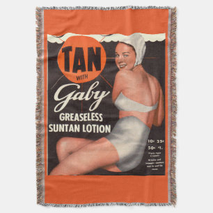 1950 Gaby Suntan Lotion ad Throw Blanket