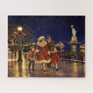 1950 New York Christmas Statue Liberty Wagner Park Jigsaw Puzzle