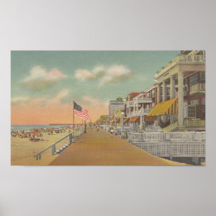 1950 Ocean City, MD Cottages & Beach Poster