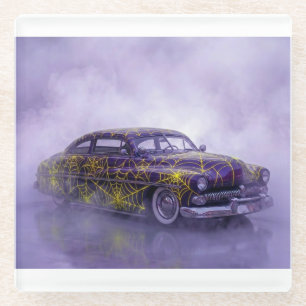 1950 Purple Mercury With Spider Web Glass Coaster
