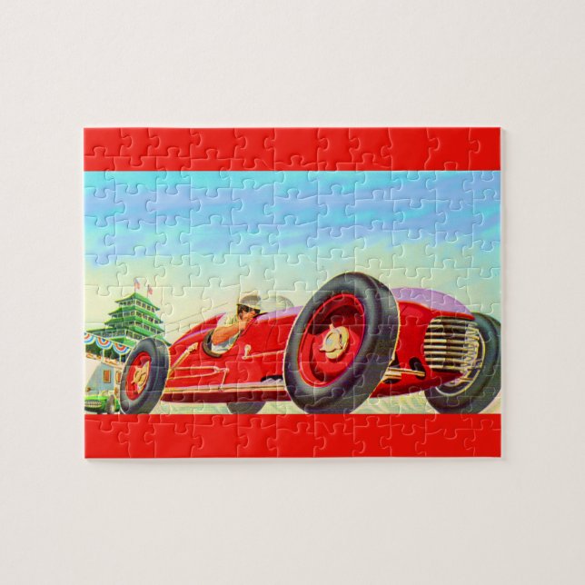 1950 red racing car jigsaw puzzle (Horizontal)