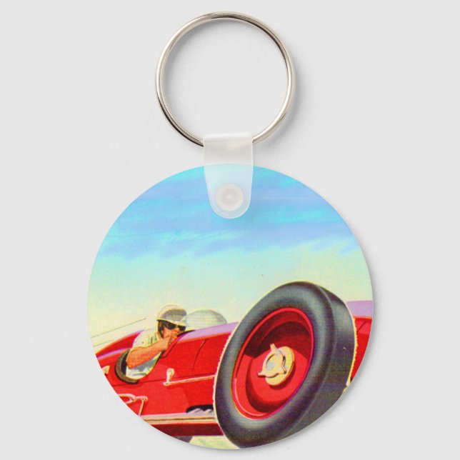 1950 red racing car key ring (Front)