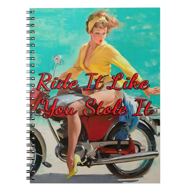 1950’s Motorcycle Girl by Gil Elvgren Notebook (Front)