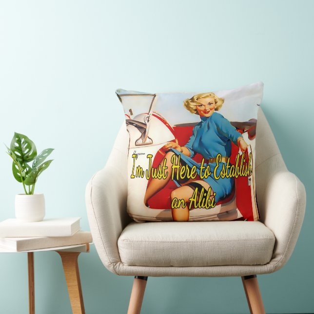 1950’s Woman in White Car by Gil Elvgren  Cushion (Chair)
