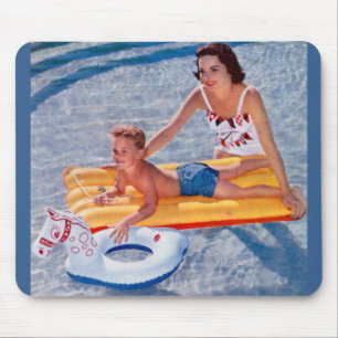 1950 summer in the pool mouse mat