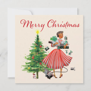 1950 Vintage Christmas Lady Holiday Card
