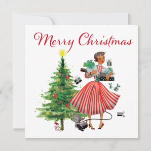 1950 Vintage Christmas Lady Holiday Card